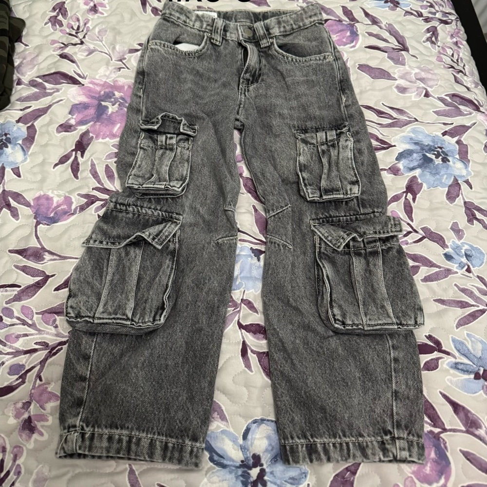 Zara Black Washed Cargo Jeans
